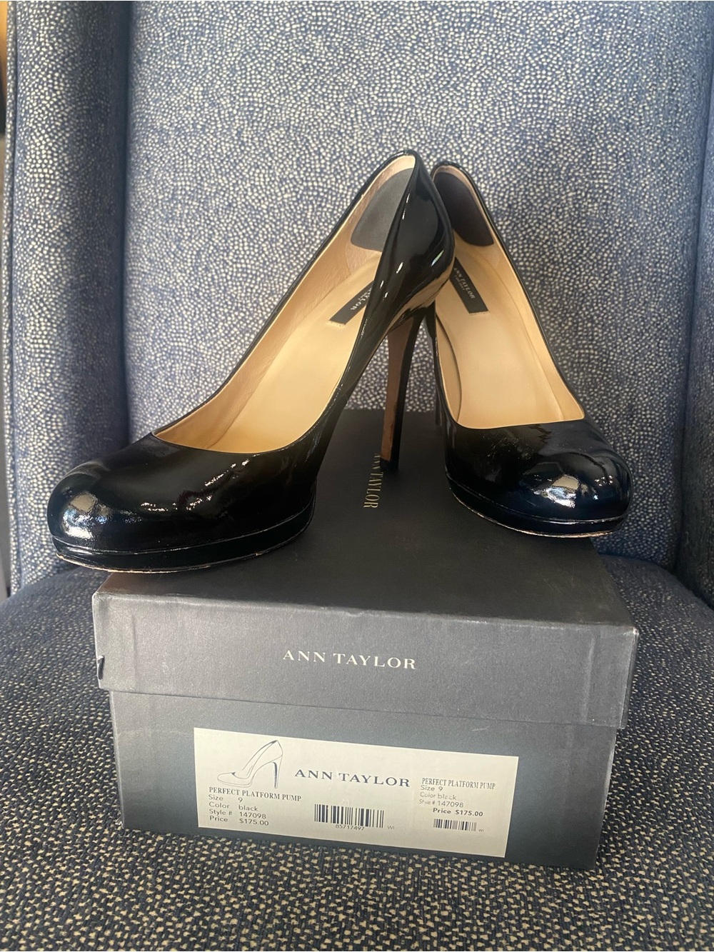Ann Taylor Black Patent Leather Platform Pumps